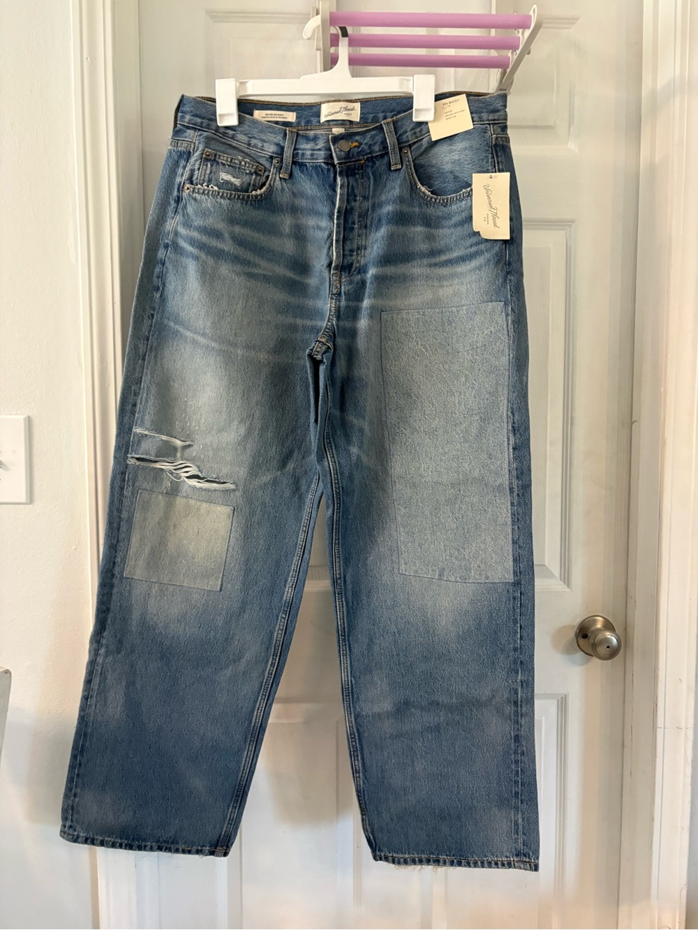 Women’s Blue Distressed Patch Jeans